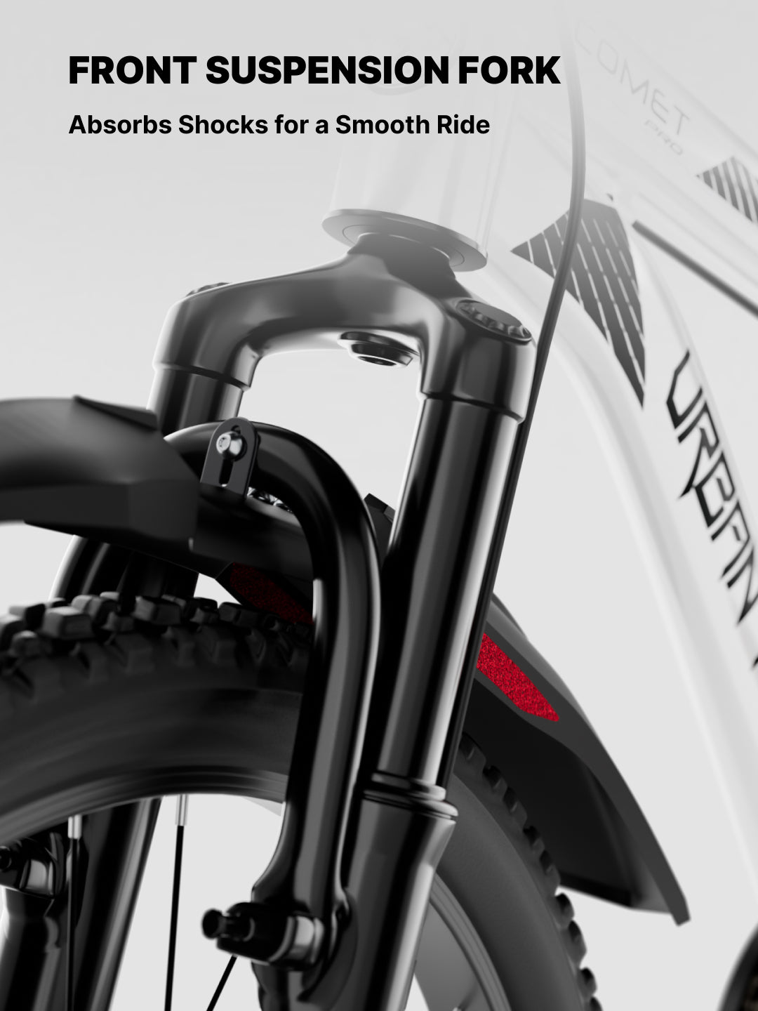 Urban Terrain Comet Pro 26T Single Speed Steel Mountain Bike with Front Suspension & Dual Disc Brakes (White)