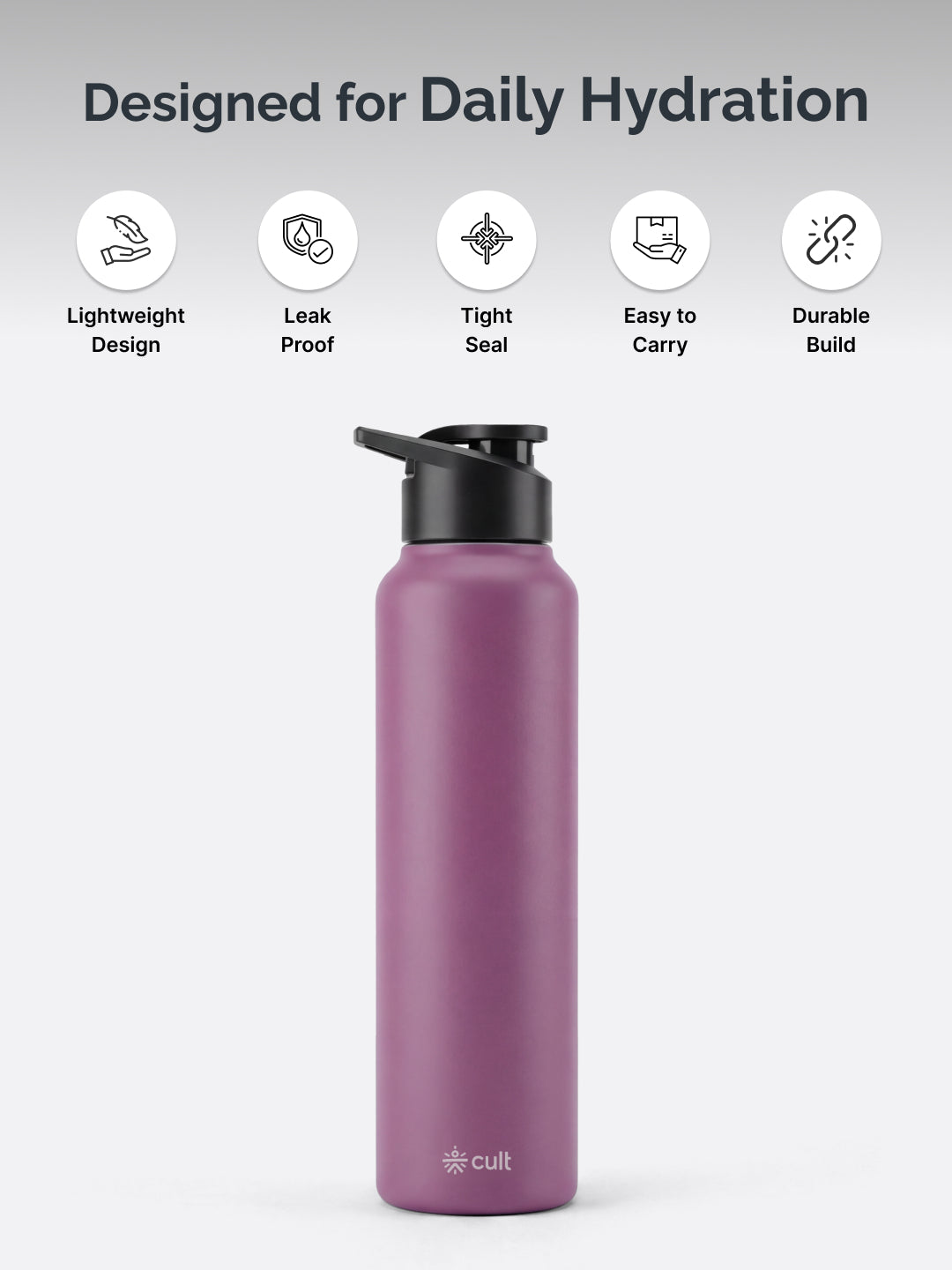 cult Steel Bottle 1Ltr With Sports Cap Purple