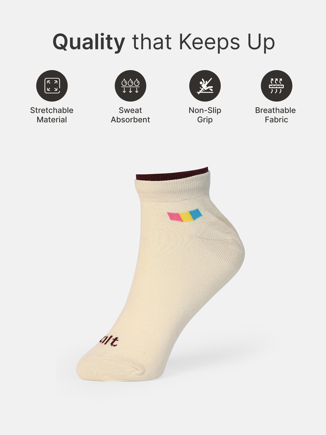 Casual Ankle Length Pack of 3 Cream,Powder Blue & Black Solid Women's Cotton Socks