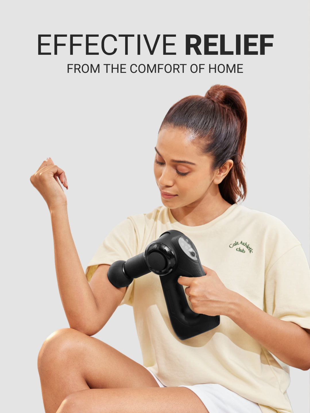 Cult Nitro, Full Body Professional Gun Massager, BLDC Motor, Rotatable Arm, QuietMotion Tech, 4 Interchangeable heads, 5 Speed levels, Silicone head, premium bag.