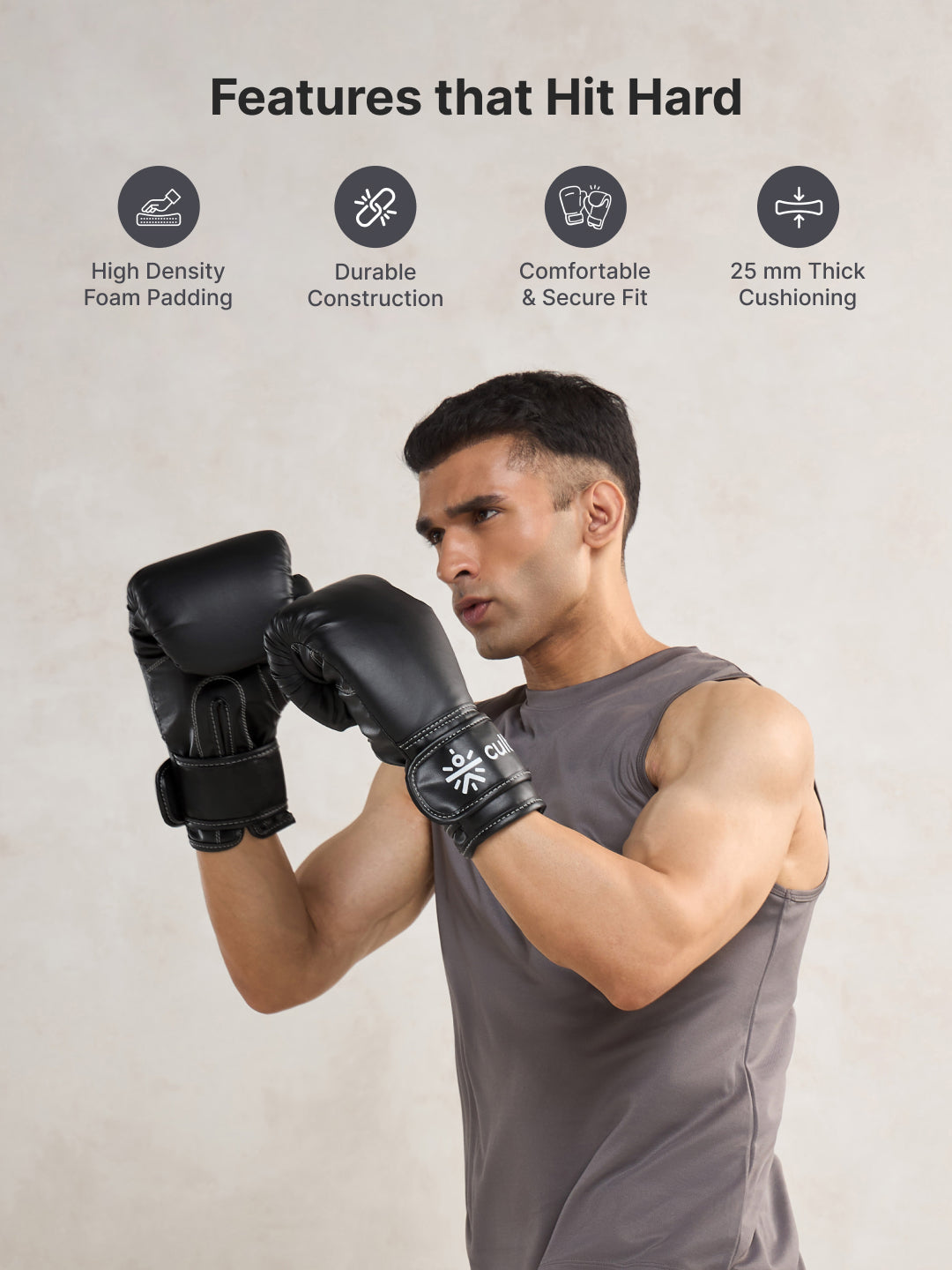 Cult Boxing Gloves 14 OZ – Pro-Style Training Gloves for Sparring, Heavy Bag & Mitt Work – Premium PU Leather – Black