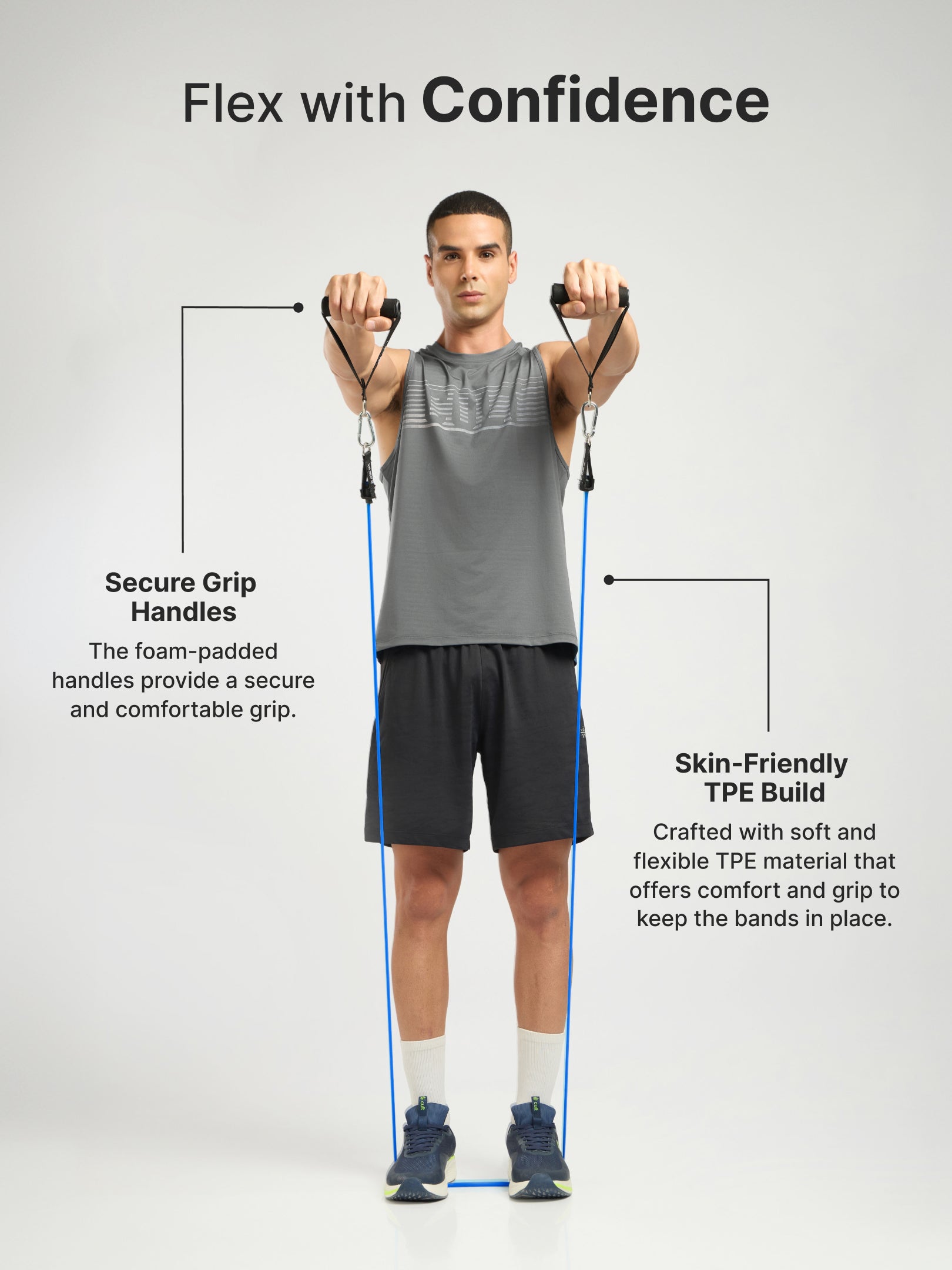 Cult Toning Tube for Exercise & Stretching with Foam Handles, Door Anchor | Resistance Band Suitable for Home & Gym Workout for Men & Women | Medium Resistance 12-15 Kgs, Blue