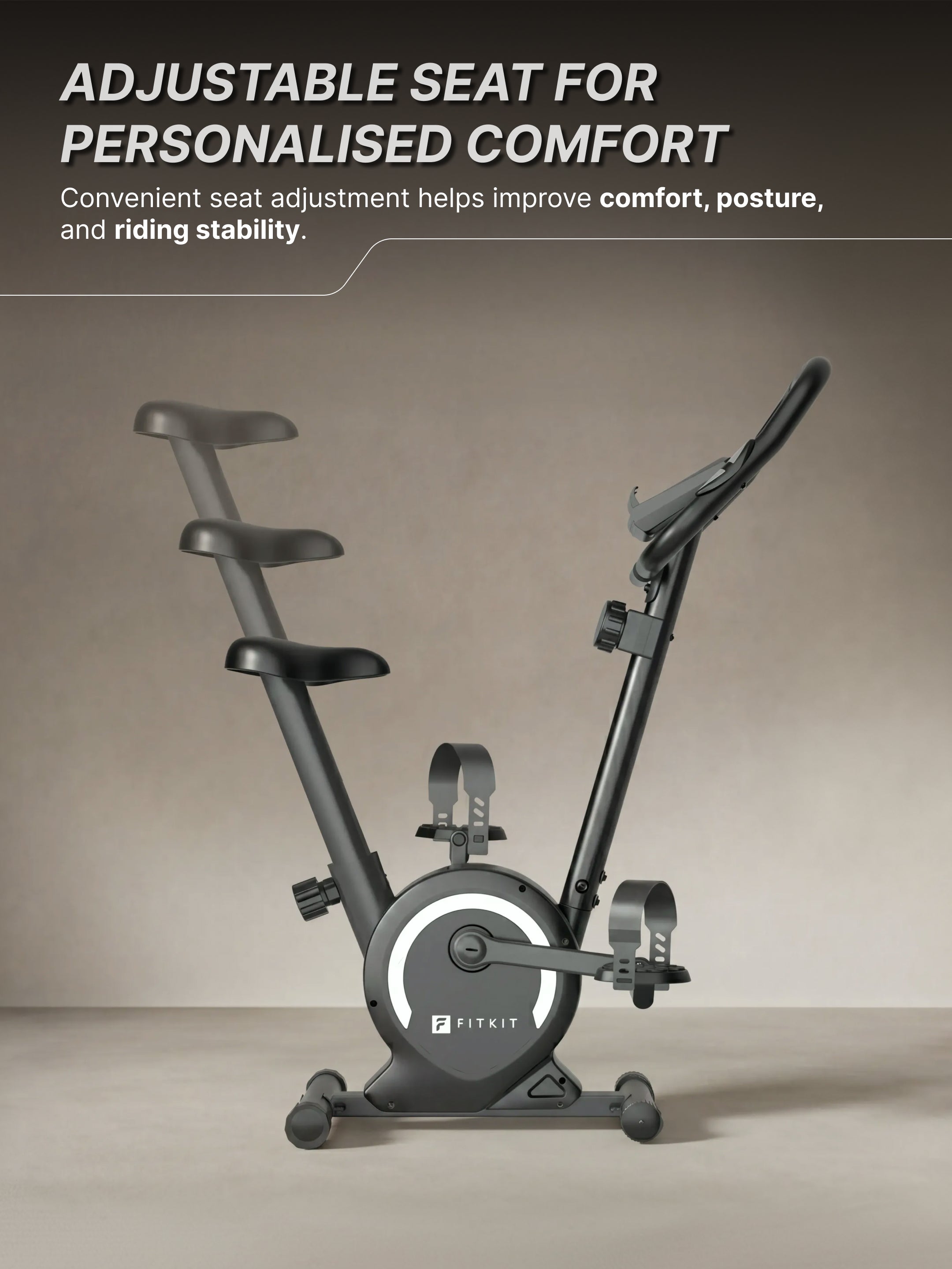 Fitkit by Cult Upright Exercise Bike 6 Kg Flywheel & 130 Kg Weight Support with Adjustable Cushioned Seat | 16-Level Magnetic Resistance | LCD Display & Tablet Holder | Suitable for Home Gym Workout
