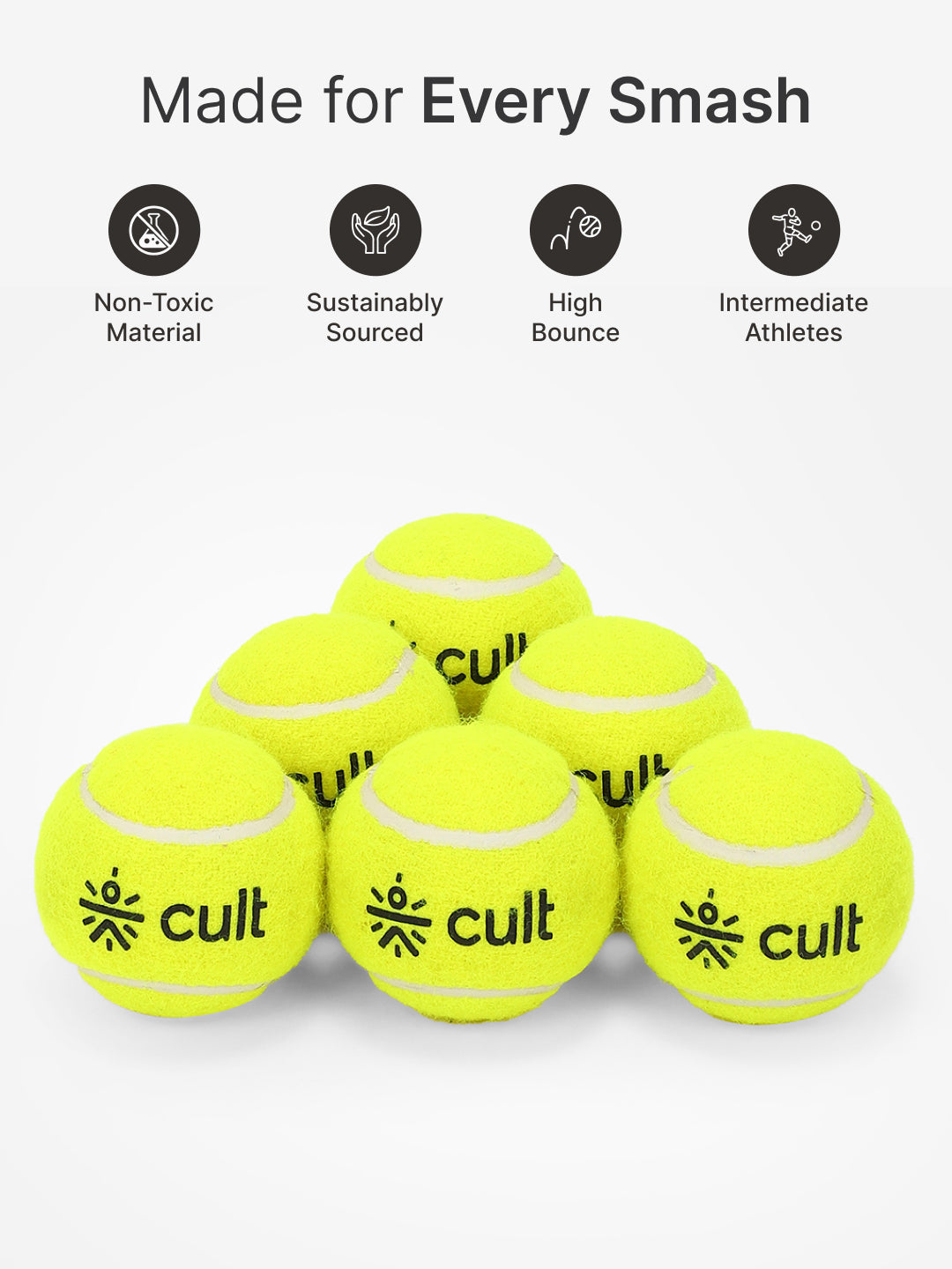 cult Tennis Ball Pack of 6 Green