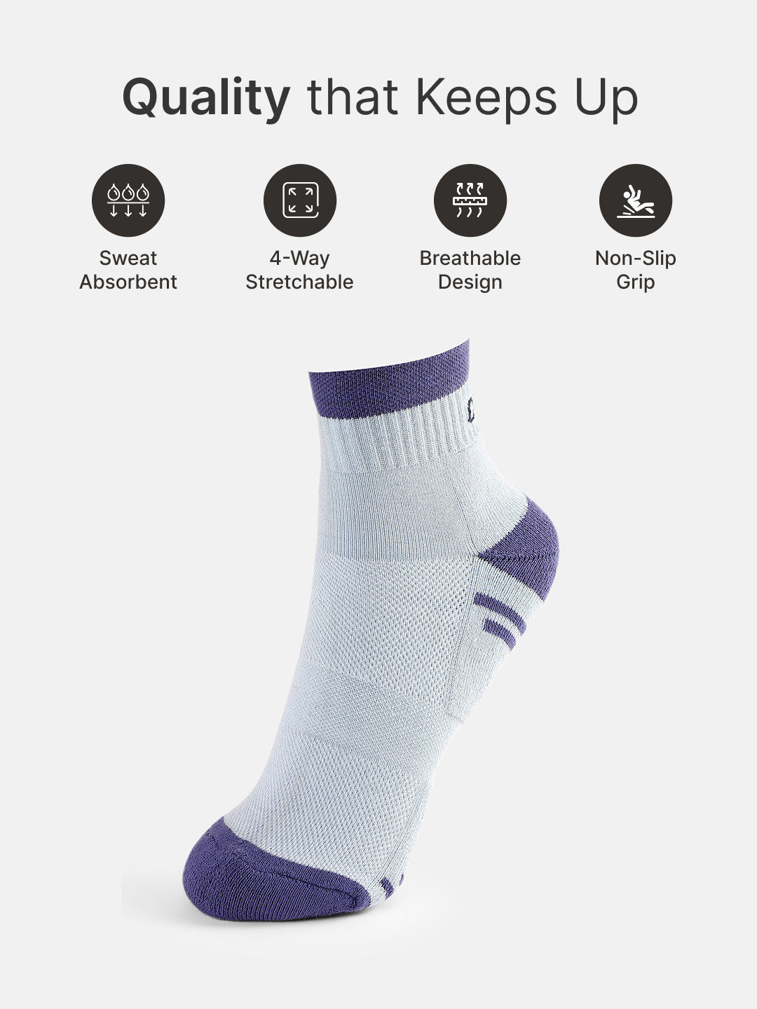 Sports Ankle Length Pack of 3 Powder Blue,Navy & Blue Terry Colourblocked Women's Socks