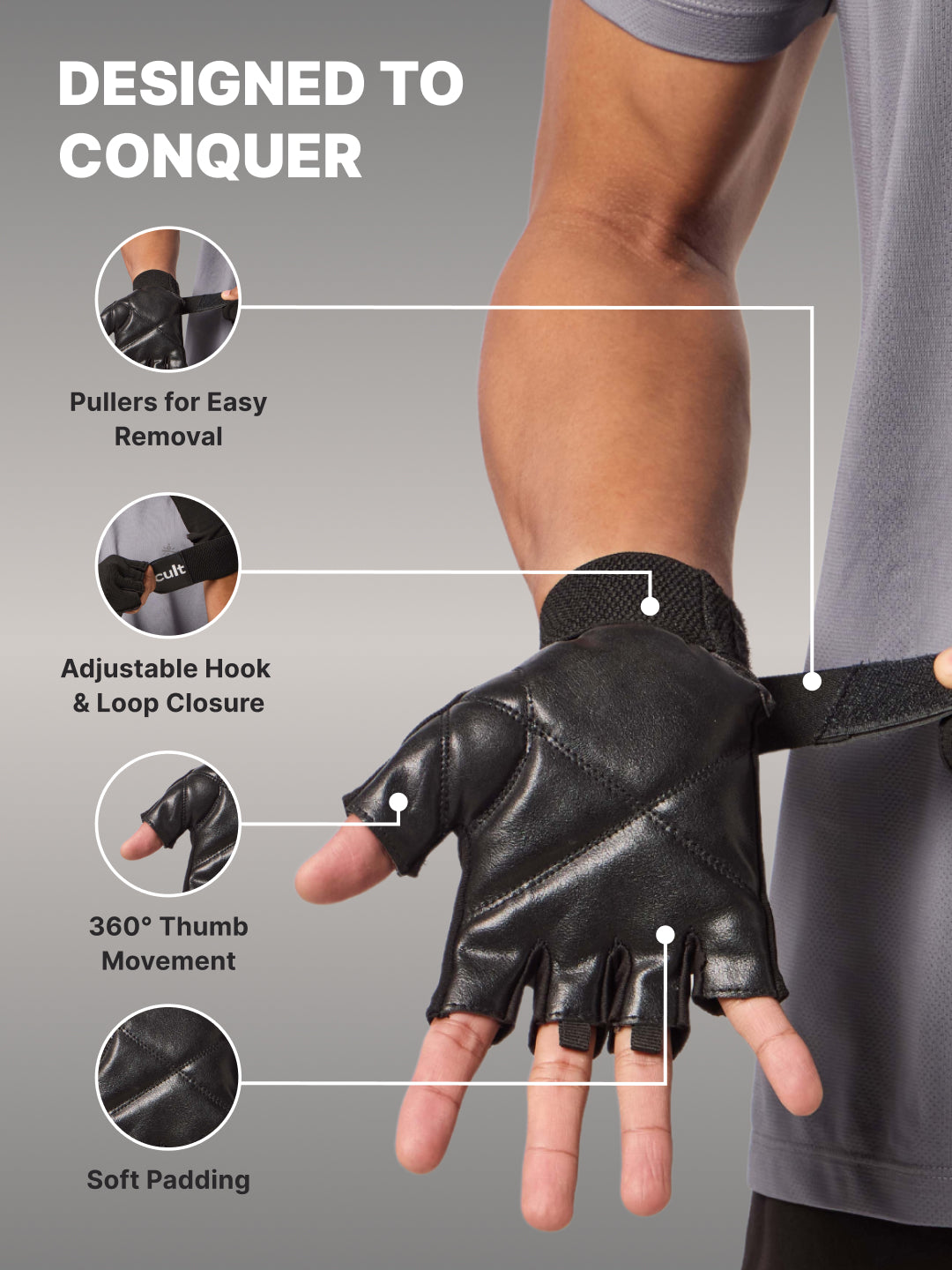 cult Gym Gloves for Men & Women With Wrist Support Accessories for Weightlifting, Training, Exercise, Cycling Gloves Fitness Gloves Black