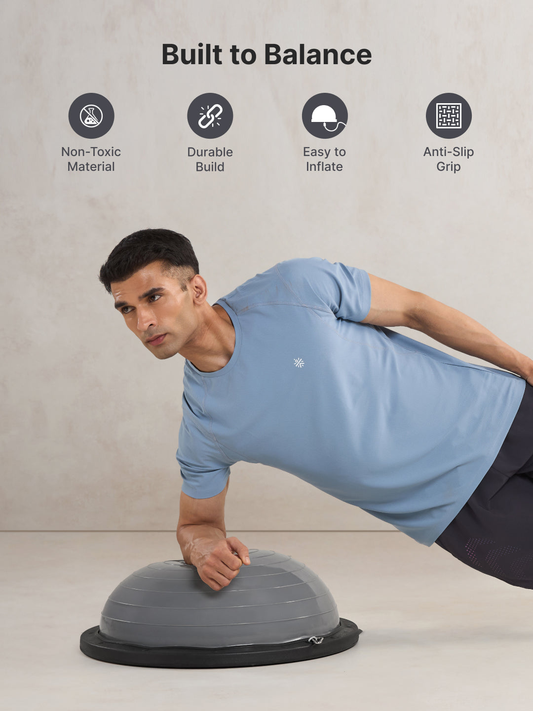 Cult Half Balance Ball Trainer for Full Body Workout with Pair of Resistance Bands and Pump | Anti-Slip Stability Ball| Core Strength, Balance, and Stability Training Equipment for Home Gym & Fitness Workouts