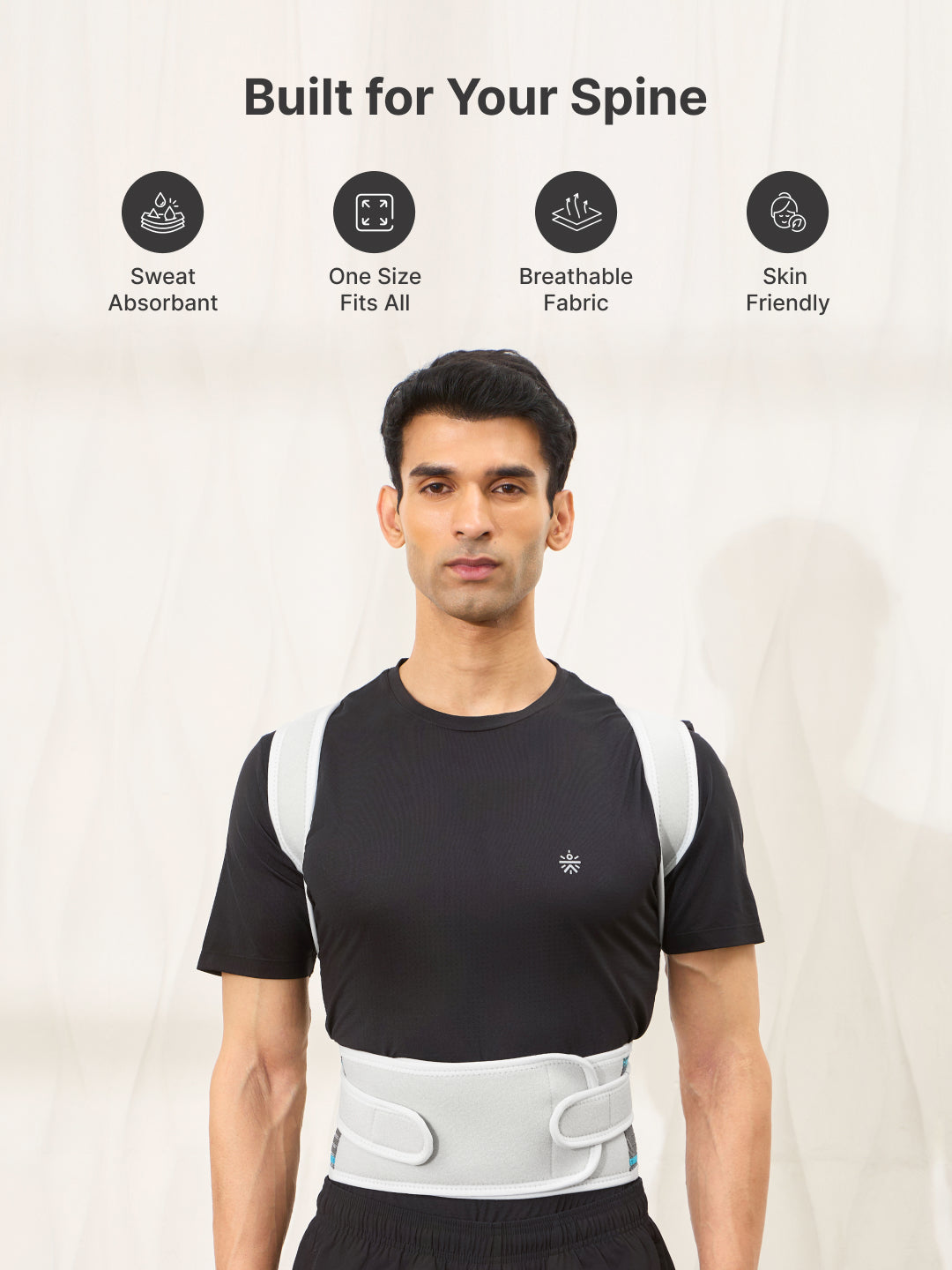 CULT Align Pro Posture Corrector Grey Neoprene Foam Back Support Belt for Men & Women Adjustable Spine & Shoulder Brace Breathable, All-Day Comfort Upper Back, Neck & Shoulder Alignment Support