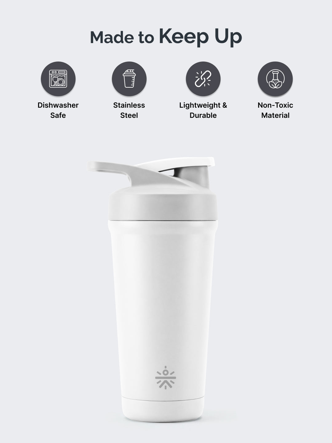 Cult White Steel Shaker Bottle 700 ml with Bottom Opener – Leakproof & Built for Performance