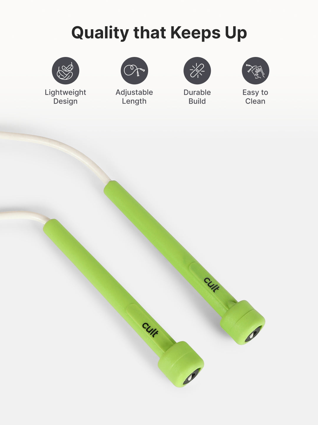 Pencil Skipping Rope for Gym & Home Exercise – Adjustable, Tangle-Free – White