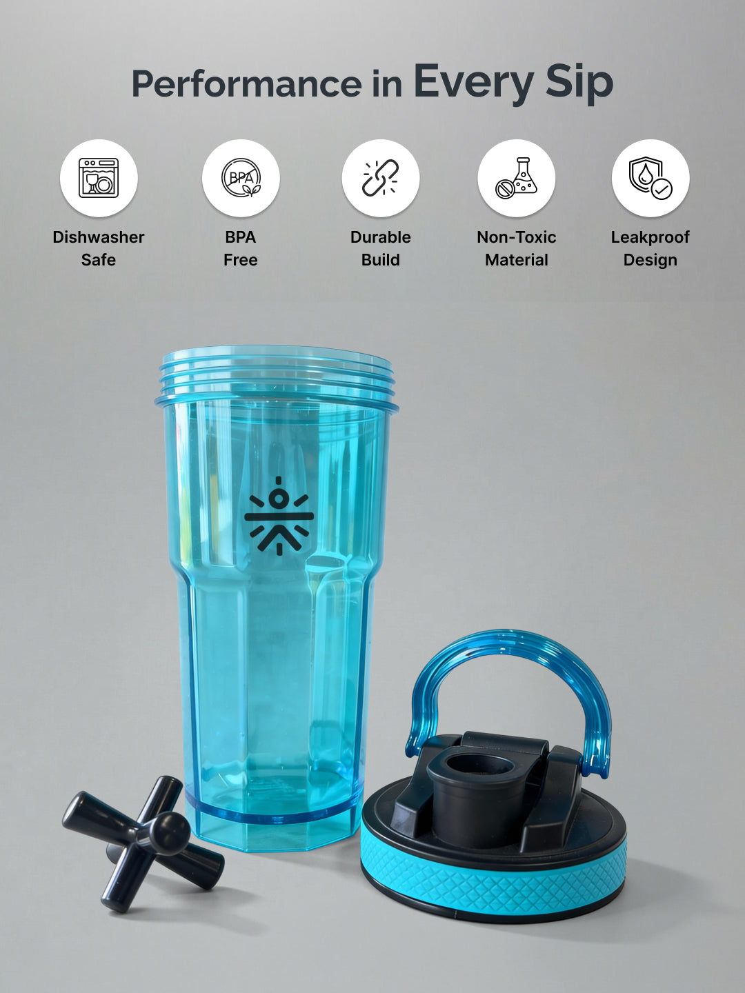 CULT FrostBlend Shaker Bottle, Premium Leak-Proof Multipurpose Shaker for Workout & Daily Use (Blue 600ml)