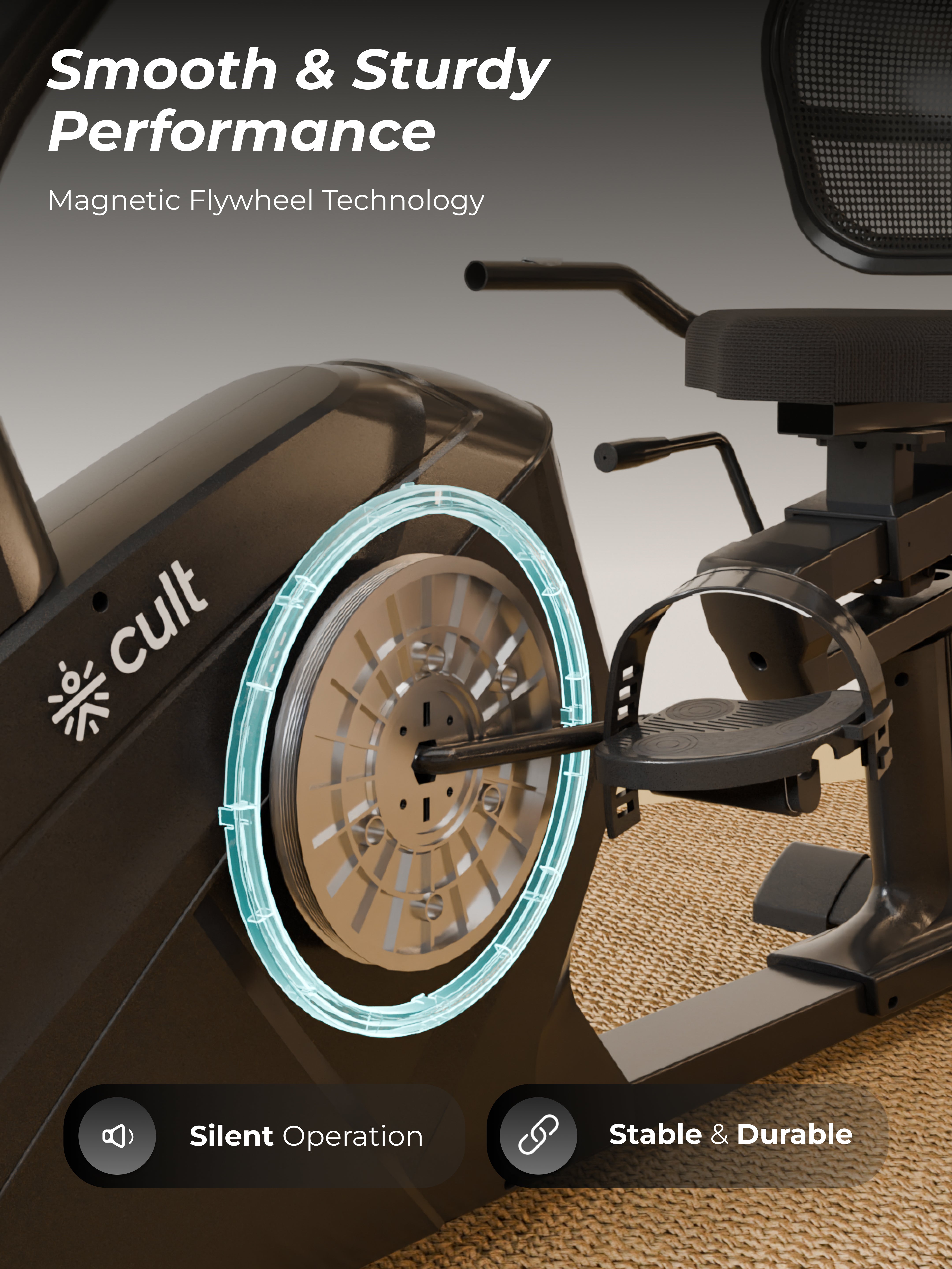 Cult SmartBikeBariPro Magnetic Recumbent Bike| 8Kg Flywheel | Max Weight: 150Kg | Home Use Recumbent Exercise Bike