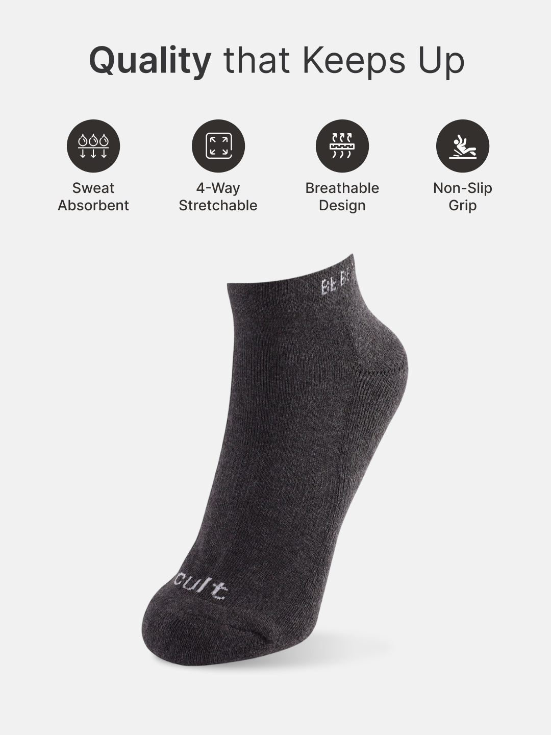 Sports Low Ankle Length Grey,White & Black Pack of 3 Men's Cotton Socks
