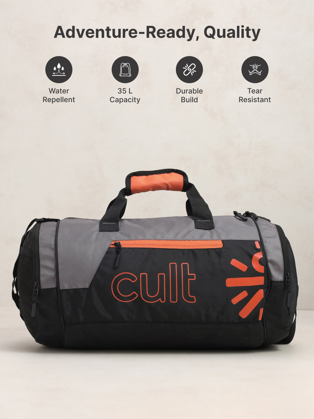 Cult Unisex Grey Duffle Bag with Shoe Compartment