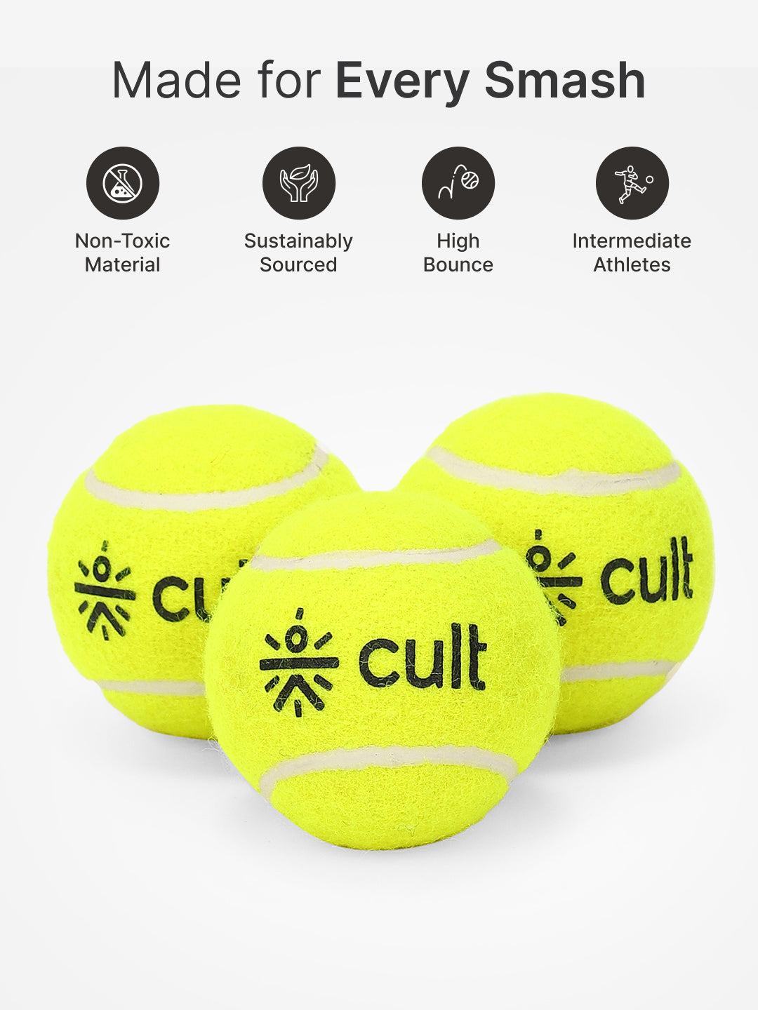 cult Tennis Ball Pack of 3 Green