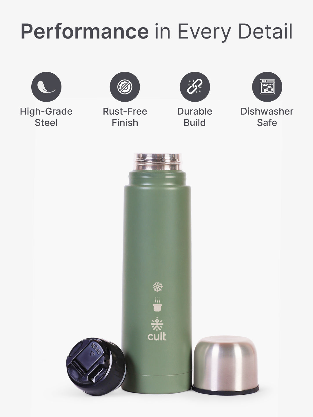 cult Stainless Steel Vacuum Bottle 1000 ML Double Wall Insulated Thermos
