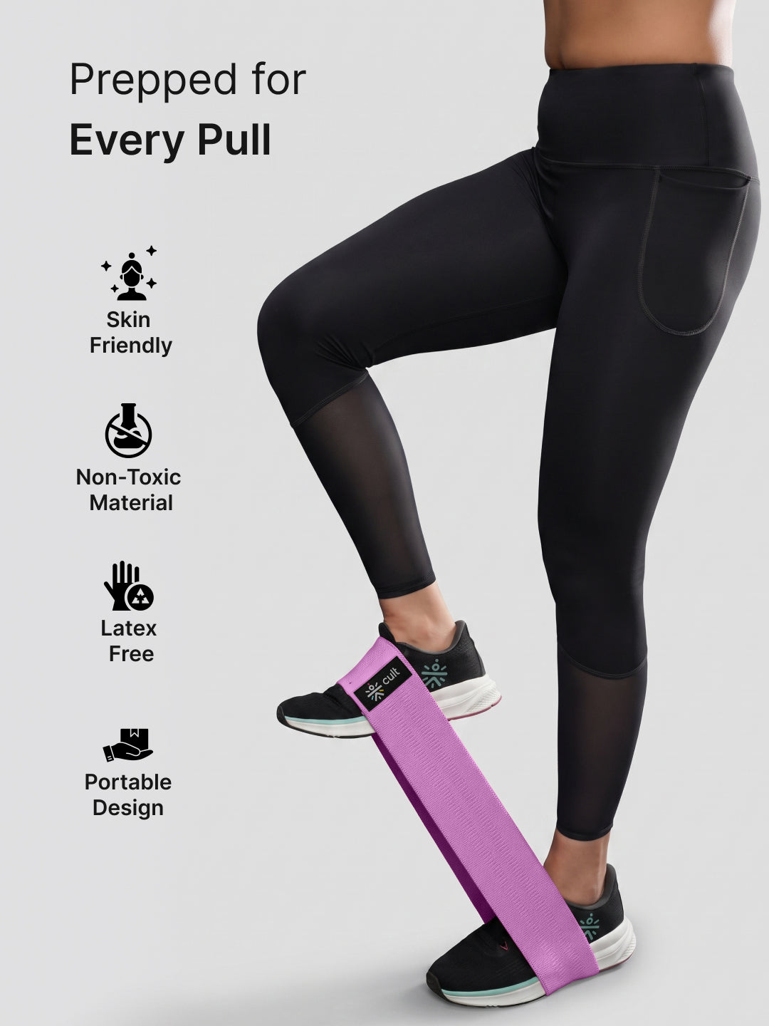 Cult Hip Band Pack of 1 - Workout Band | High Resistance (40–50 kg) Purple