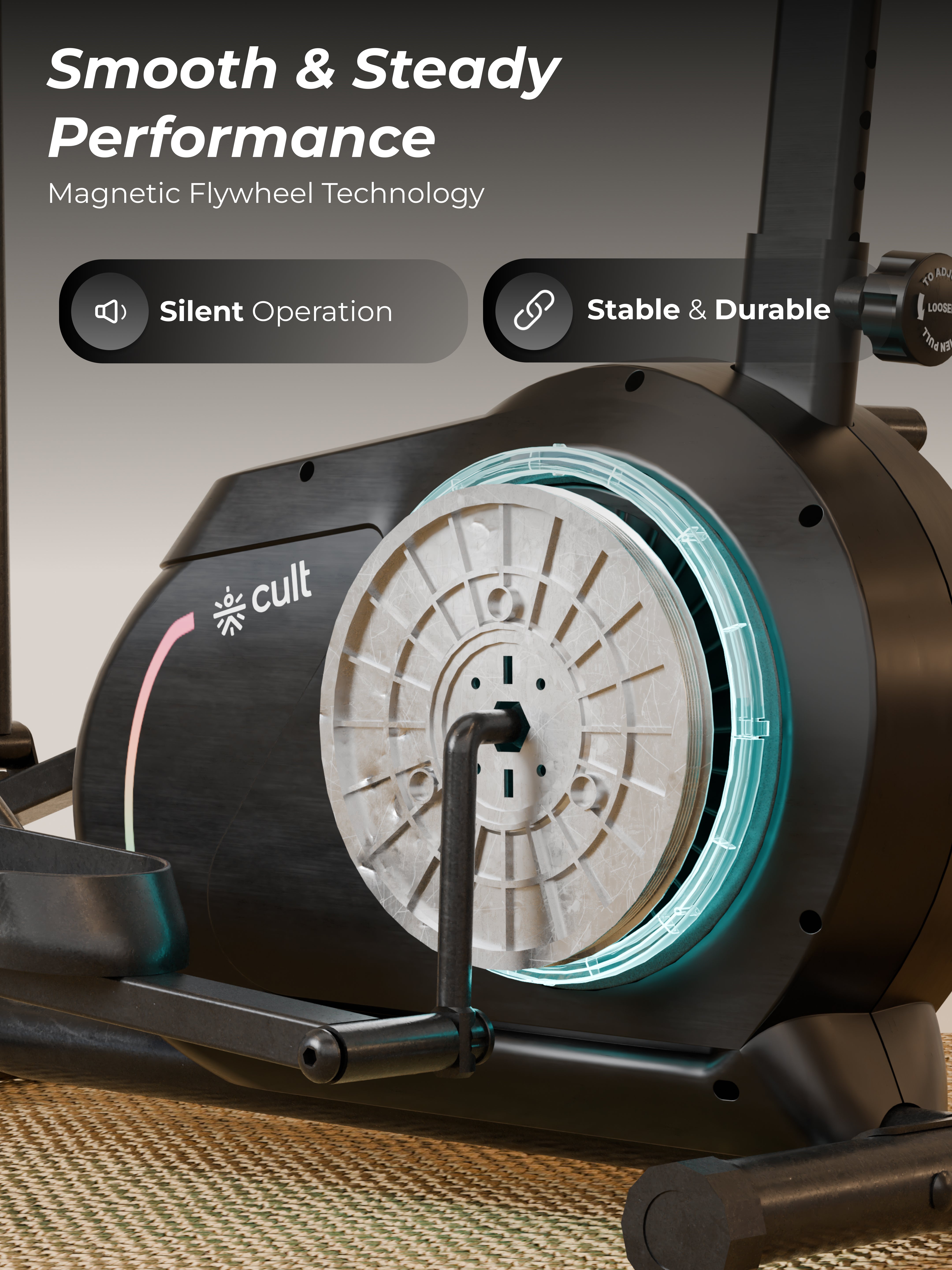 Cult SmartCrossNeo Magnetic Elliptical Trainer | 4Kg Flywheel | Max Weight: 130Kg | Home Use Cross Trainer - Black