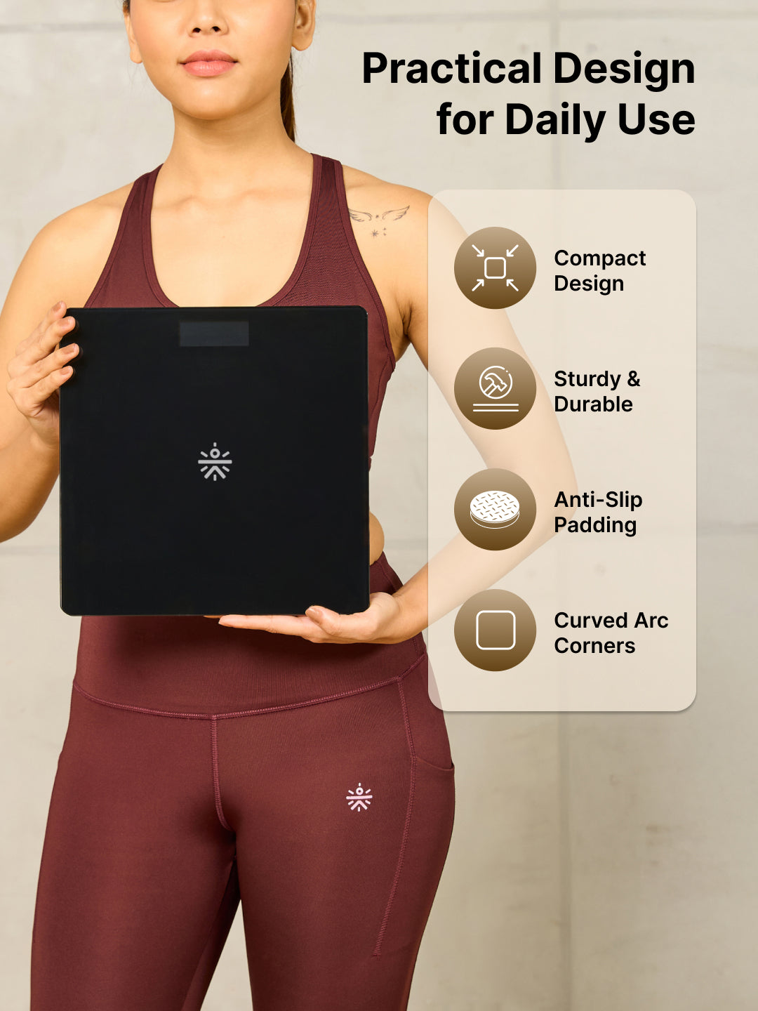 Cult Active body Weighing scale, LCD display, Weight Machine, 180 Kg, Batteries included, Tempered Glass Platform, Ideal for Home Use, Black