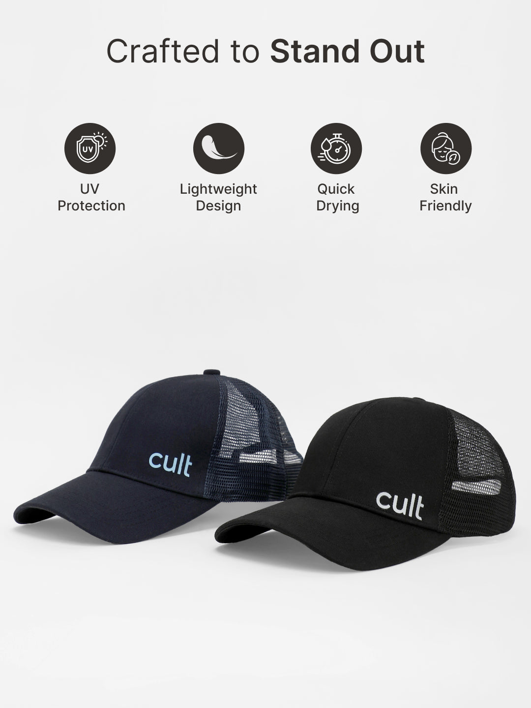 cult Half Mesh Cap Navy- Unisex Adjustable Cap for Men & Women