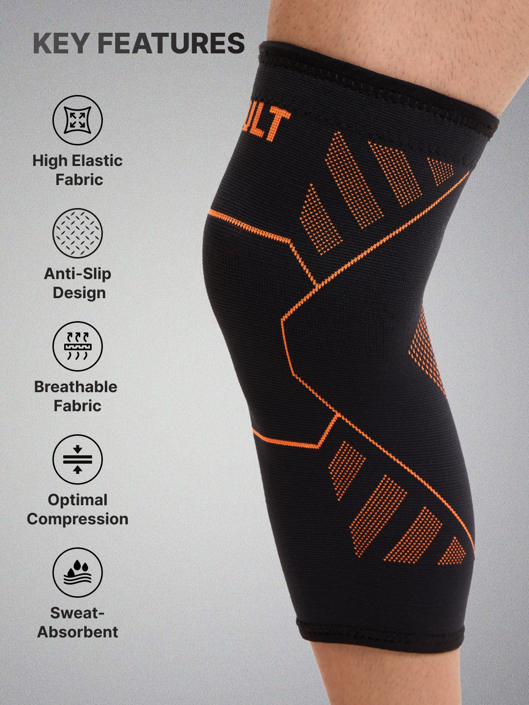 cult Knee Support For Men & Women For Gym, Exercise, Running, Cycling Knee Braces Pair For Sports & Workout Knee Support For Knee Pain Relief Black XL