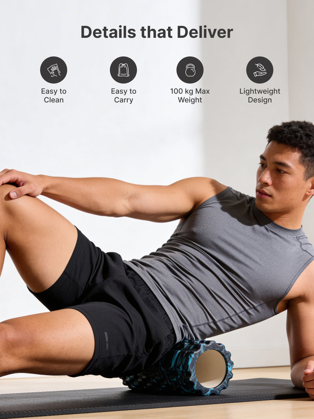 cult Foam Roller Marble Blue  - Muscle Recovery & Deep Tissue Massage