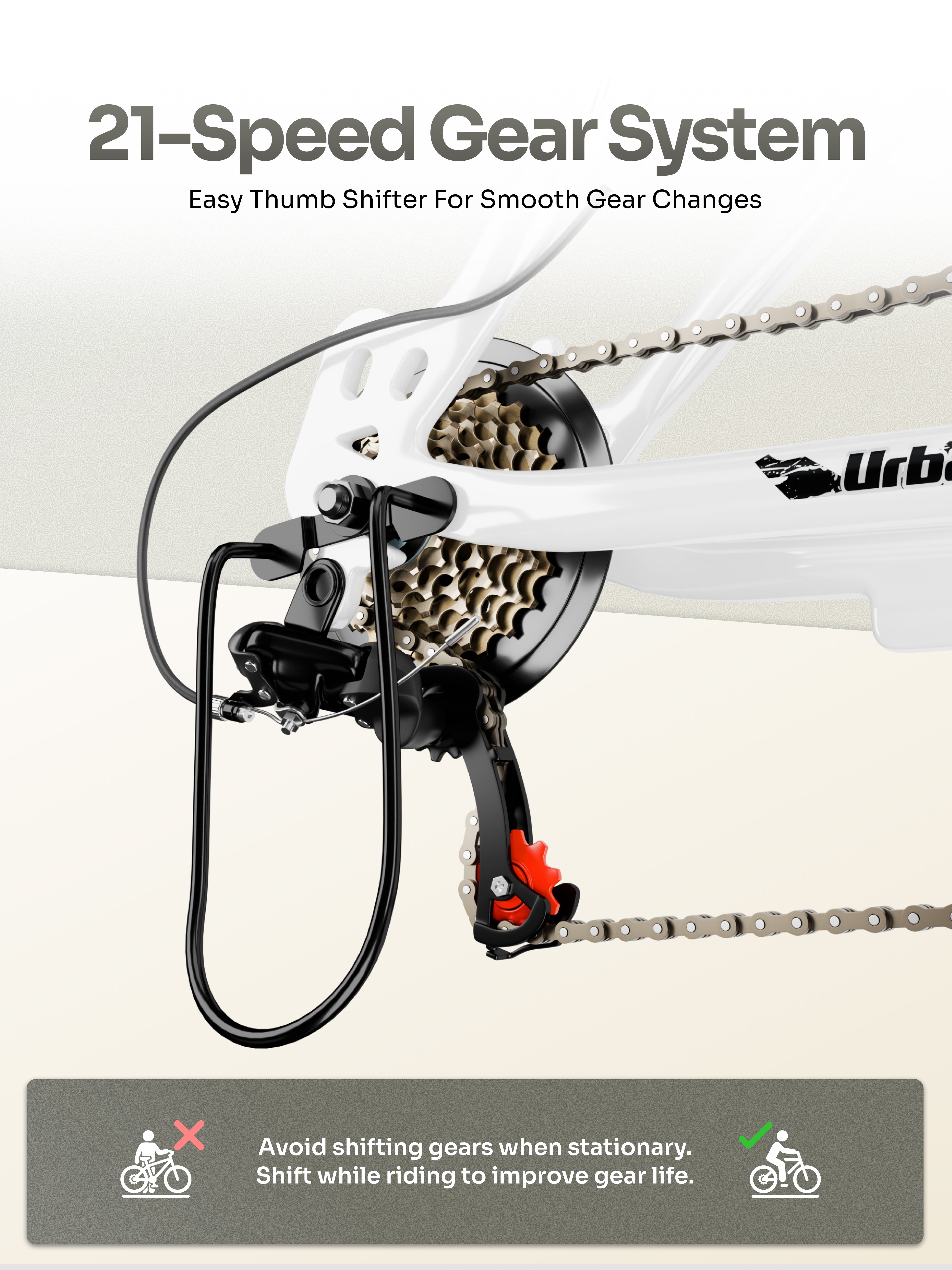 Galaxy Ultra Mountain Bike Steel 21 Speed Cycle 26 inch Tyre, White With Front Suspension, Single Wall Rim and Dual Disc Brakes Ideal For 5 ft to 5.7 ft