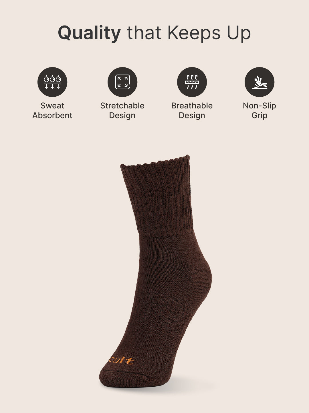 CULT Men's Crew Length Cotton Socks – Ultra Soft, Breathable & Anti-Microbial – Casual & Sports Socks with Moisture-Absorbent Fabric