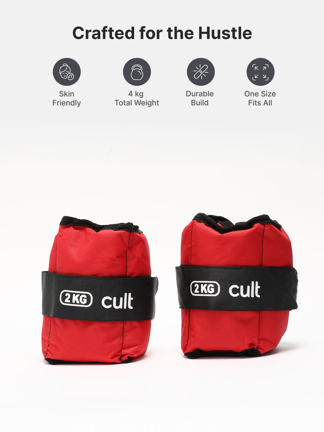 Ankle Weights 4 kg (2 kg Each Strap) Red – Strength Training, Running, Yoga & Home Workouts