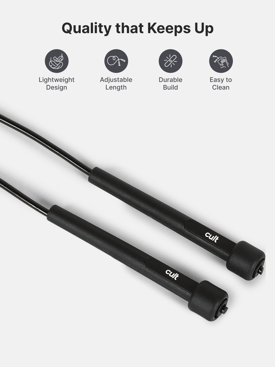 Pencil Skipping Rope for Fitness & Cardio – Adjustable, Lightweight – Black