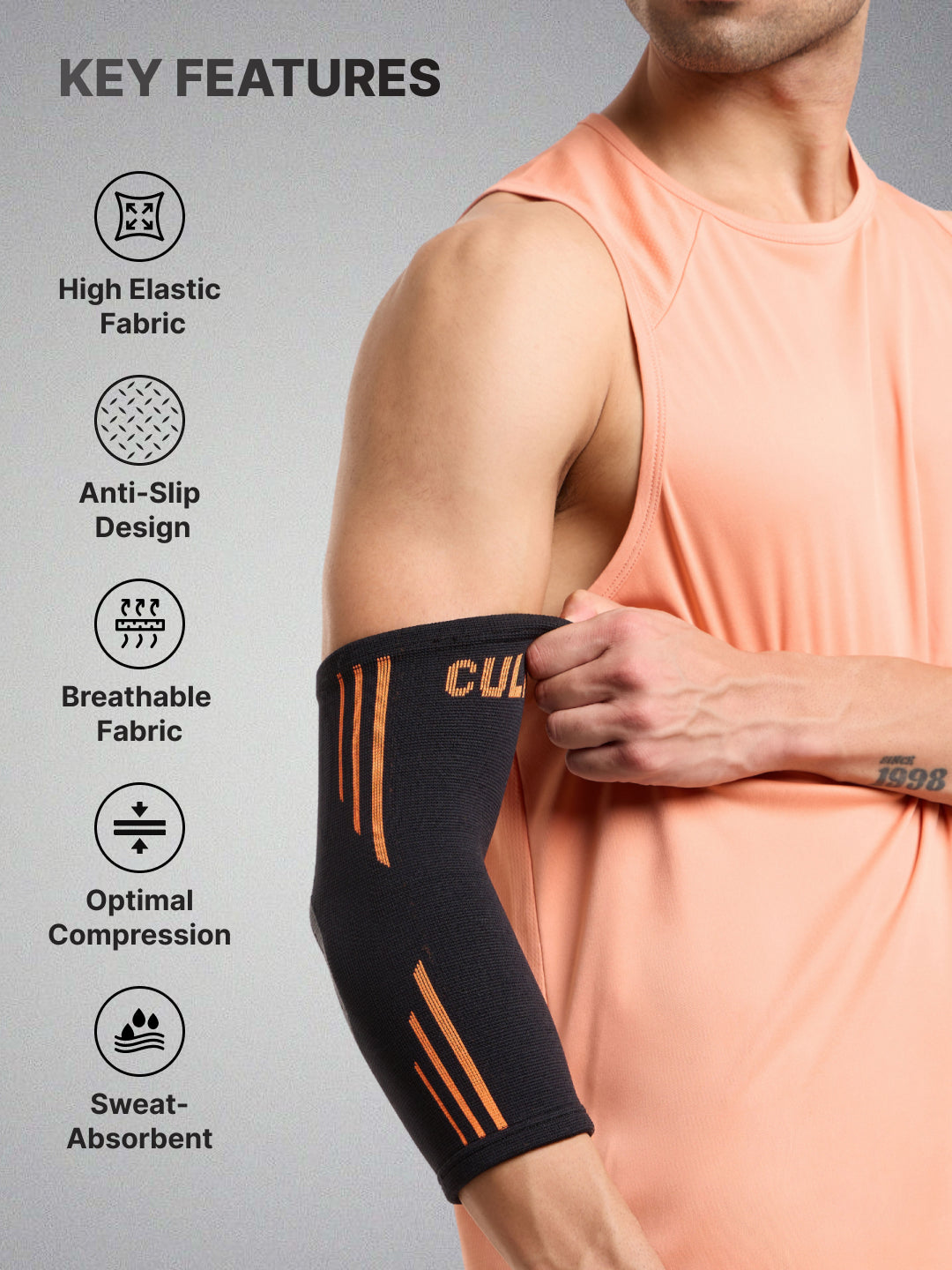 cult Elbow Support Pair For Gym & Exercise Elbow Band For Pain Relief For Men & Women Elbow Support For Sports Black XL