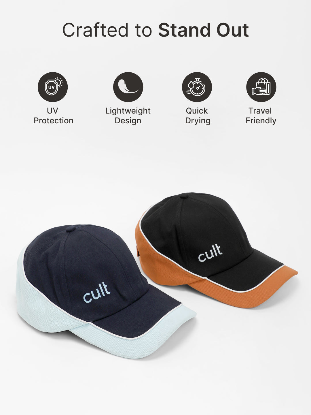 cult Colour Block Cap Navy and Sky Blue- Unisex Adjustable Cap for Men & Women