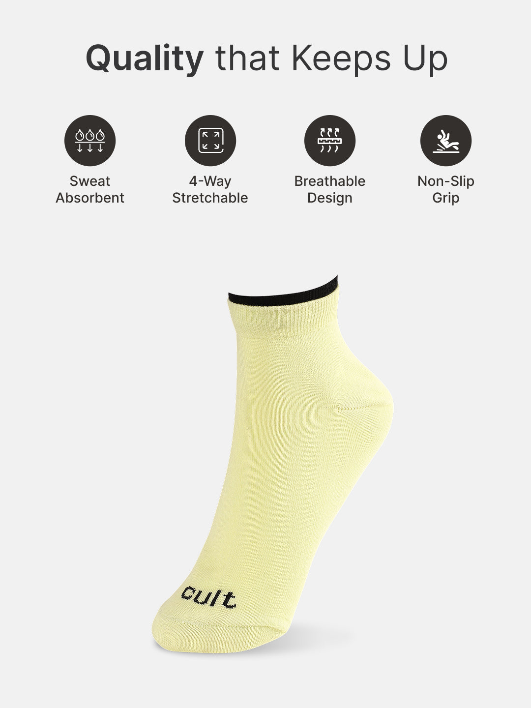 Casual Ankle Length Pack of 3 White,Yellow & Powder Blue Solid Men's Cotton Socks