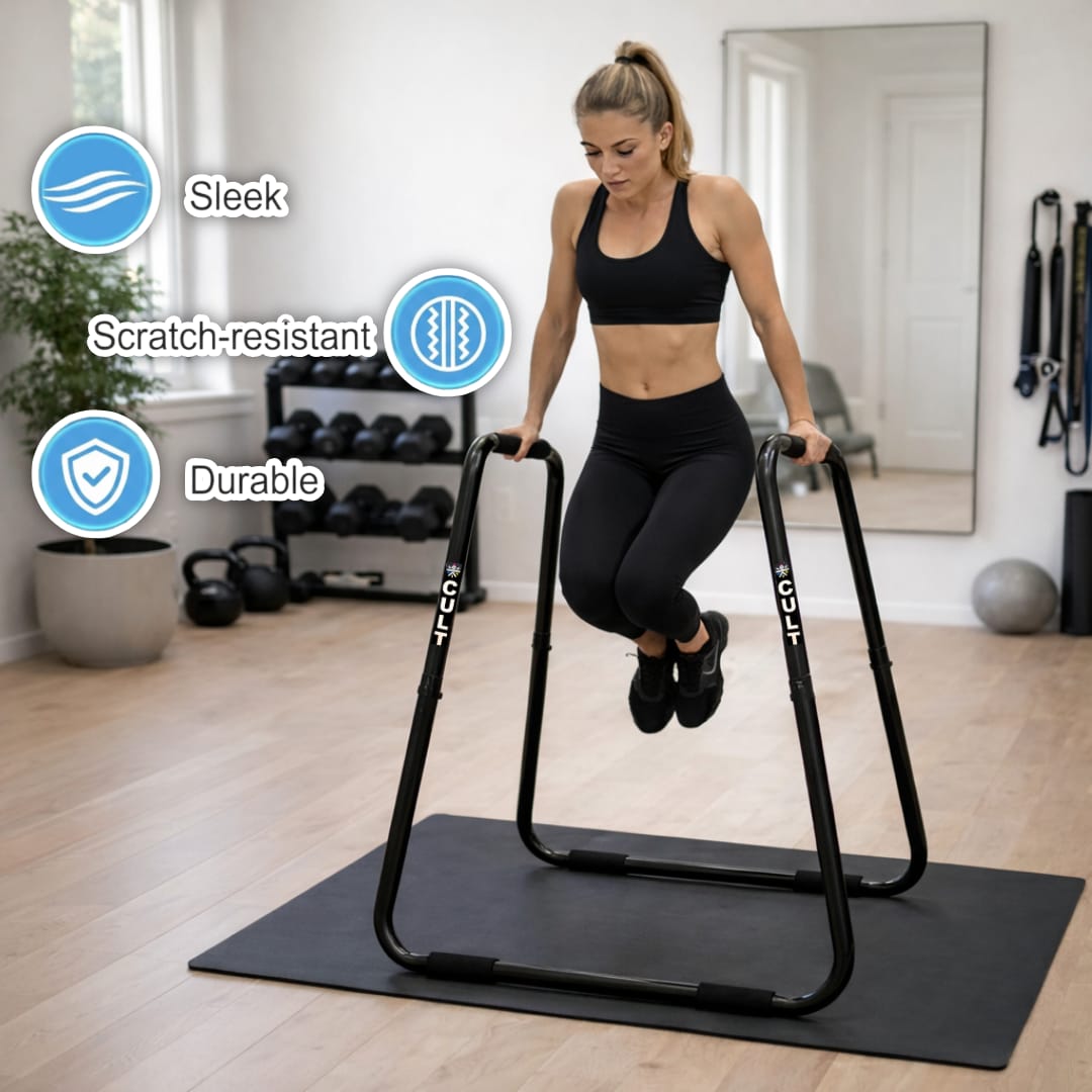 Cult Heavy-Duty Dip Bar for Strength Training | 150 kg Weight Capacity | Non-Slip handle Grips with Stable Leveling | Perfect for home Gym