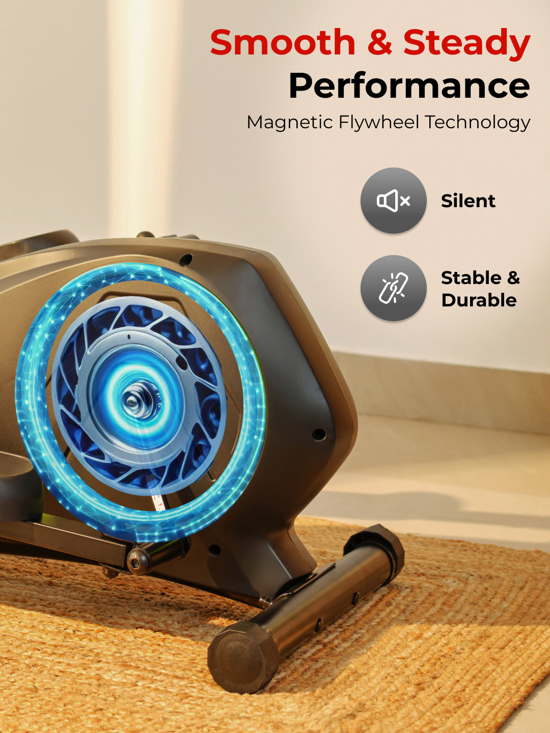 Smartcross B1 Elliptical Cross Trainer with 2kg Flywheel | Max Weight-120kg | 8 Level Magnetic Resistance (with 6 months extended warranty)