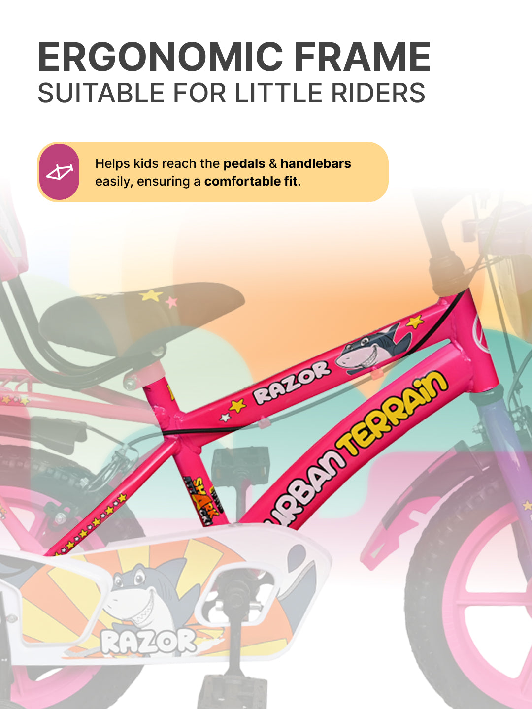 Razor Kids Cycle Steel Single Speed 14 inch, Pink, Ideal For 2.5 ft - 3.5 ft