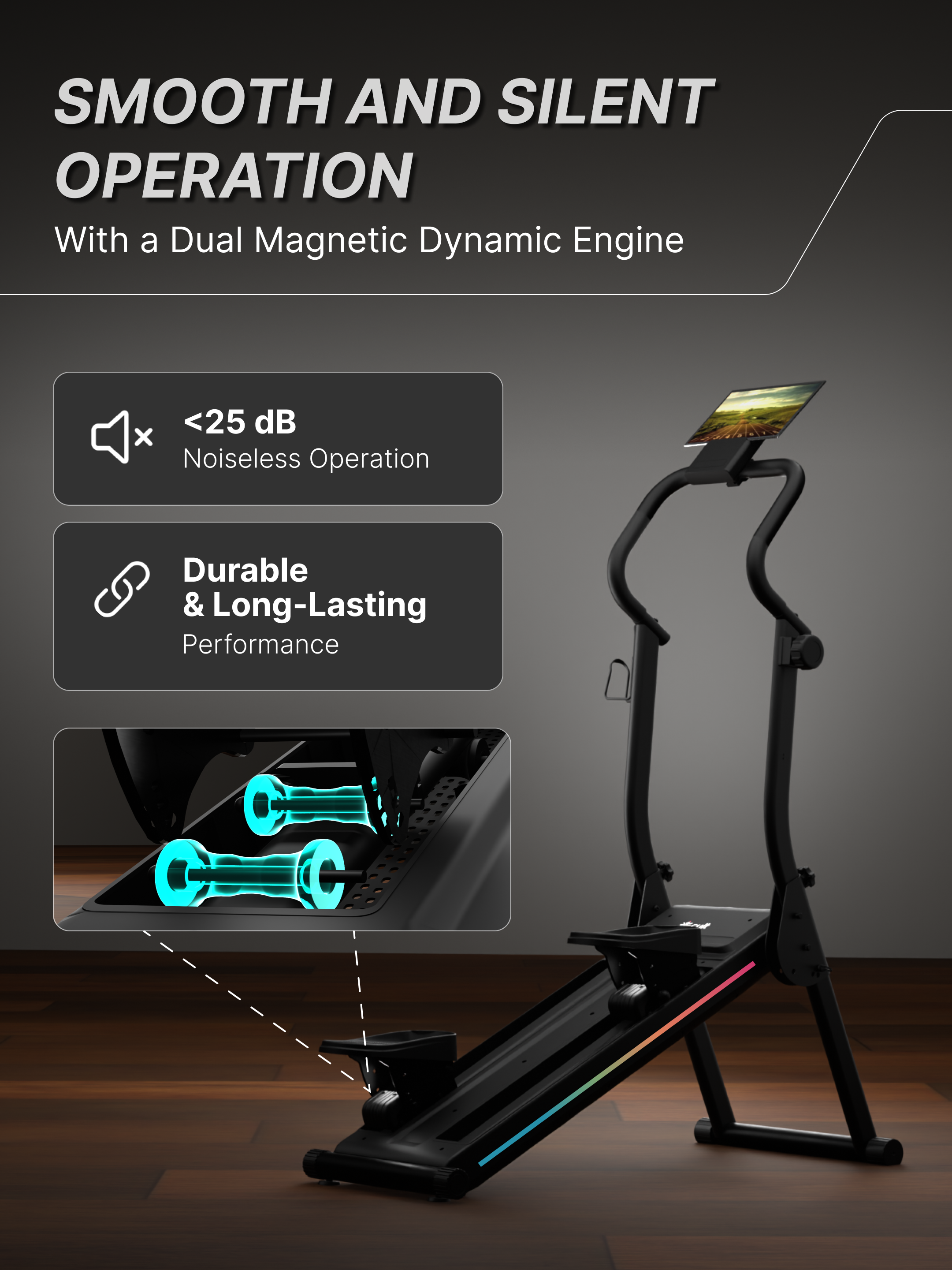 Cult Ever Climb Climber Machine | 150 kg Max Weight | 8-Level Magnetic Resistance | 3-Level Incline & Pedal Inclination | Foldable with Wheels | LED Display & Tablet Holder | Ideal for Home use