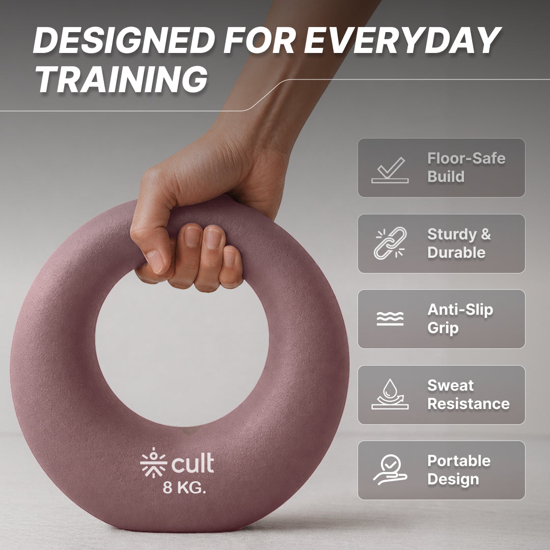 Cult Moon Kettlebell 8 Kg with Neoprene Coating, Cast Iron Core, Wide Handle & Stable Base for Strength Training & Home Workouts