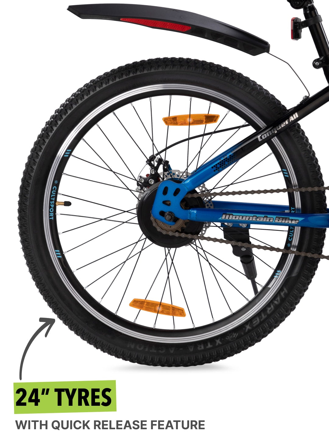 Dauntless24TBlue Steel Single Speed 24 inch Mountain Cycle, Front Suspension, Double Wall Rim and Dual Disc Bake