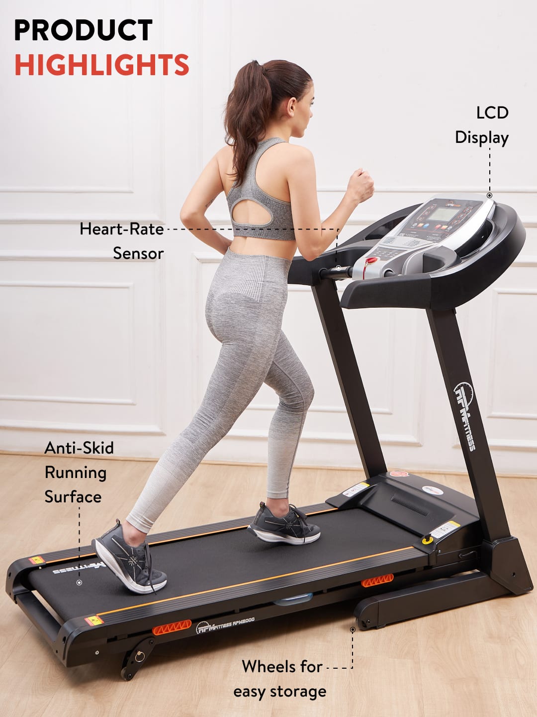 RPM2000 3.5HP DC Treadmill | 3-level Manual-Incline | Max Weight-110kg | Max Speed-14kmph (with 6 months extended warranty)