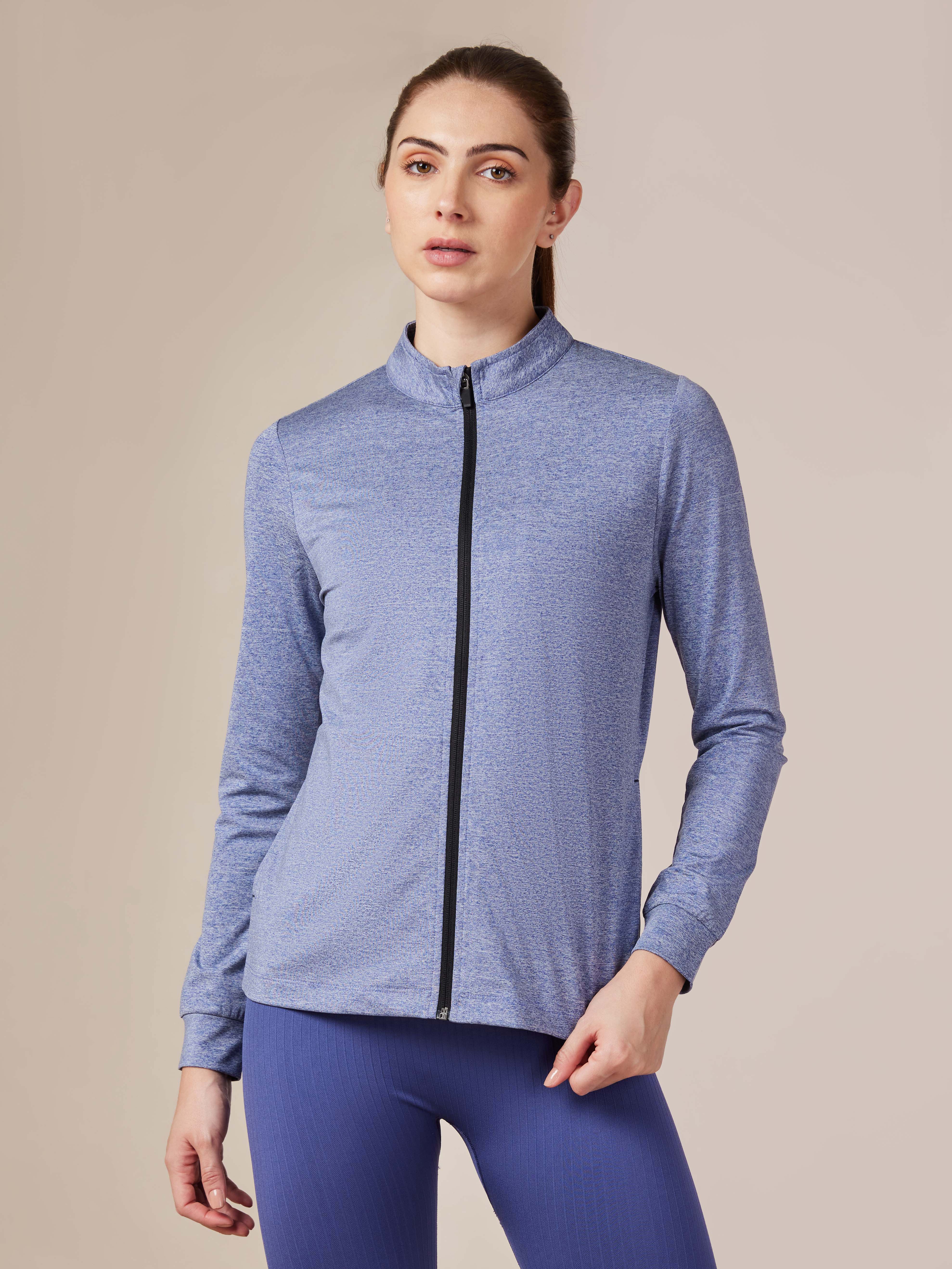 Women's Purple Melange Training Essential Jacket