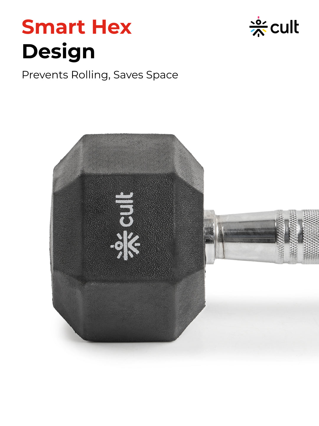 Cult 5Kg Hex Dumbbells For Home & Gym Exercises, Set of 2, (Black)