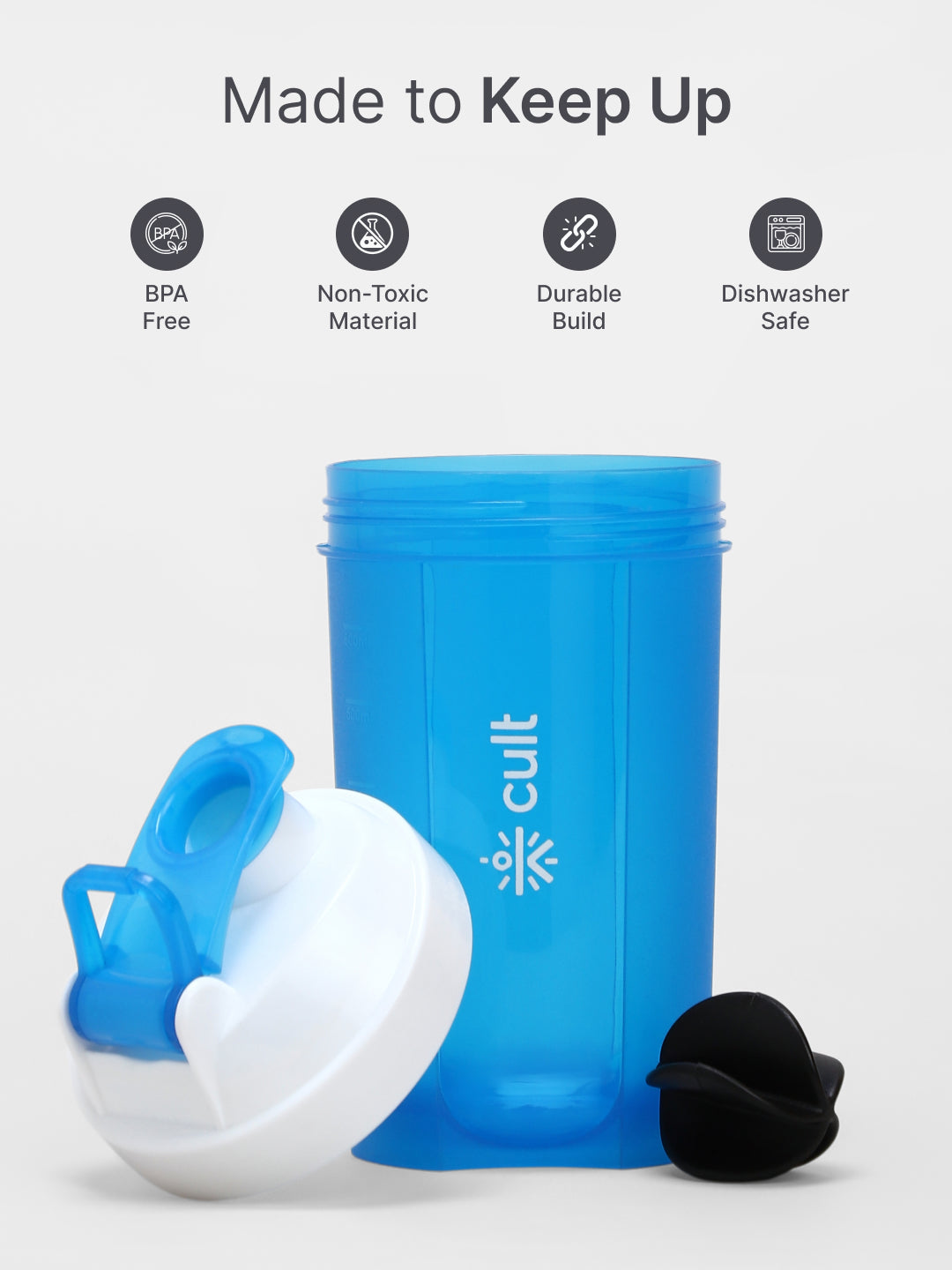 Compact 12L Gym Bag with Shoulder Strap Red & 600ml Shaker Bottle with Mixer Ball Blue