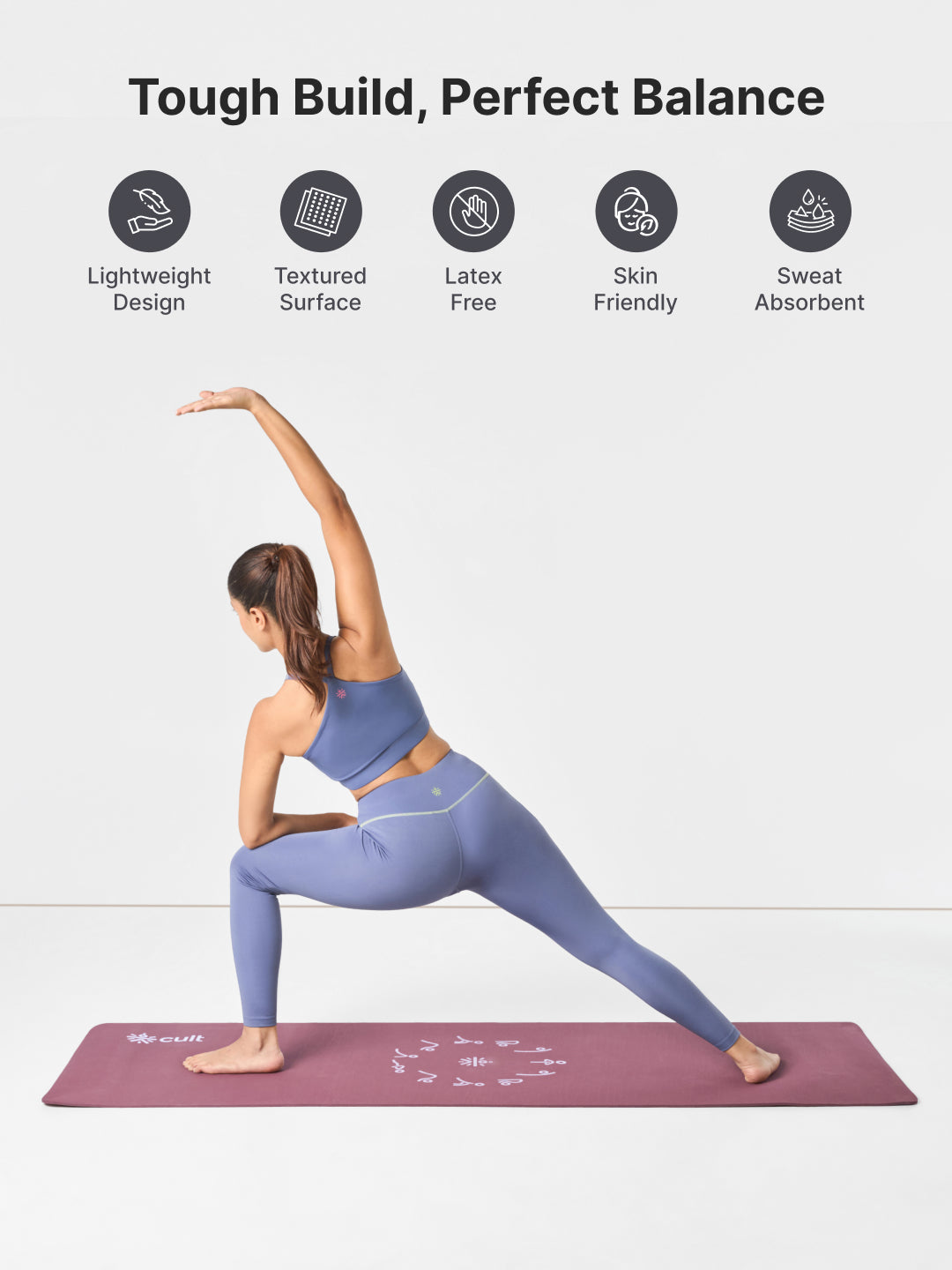 cult Aroma Infused TPE Yoga Mat 6 mm Anti Skid Non Slip Exercise Mat with Carry Bag for Yoga Workout Gym Wine