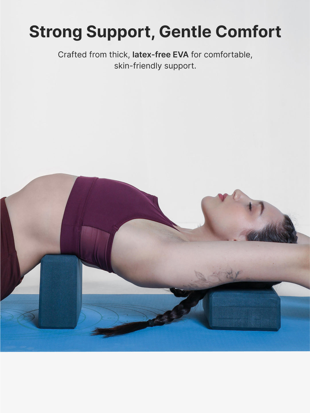 Pack of 2 EVA Yoga Blocks 80mm Blue – Non-Toxic, Anti-Skid & Durable