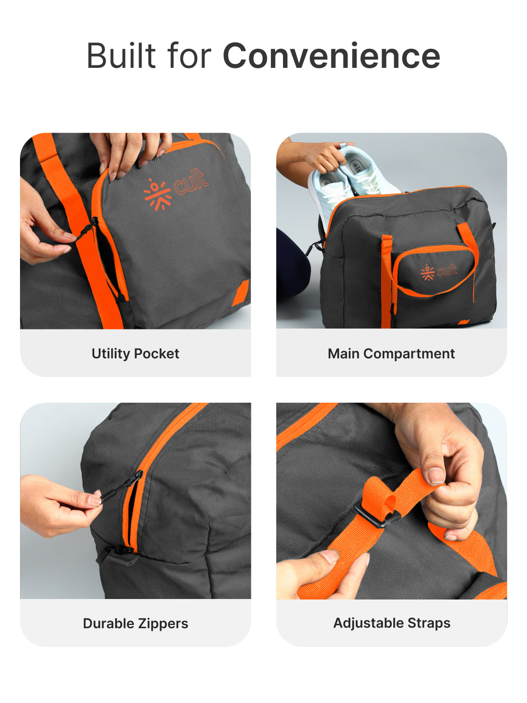 cult Foldable Duffle Bag  30L Grey