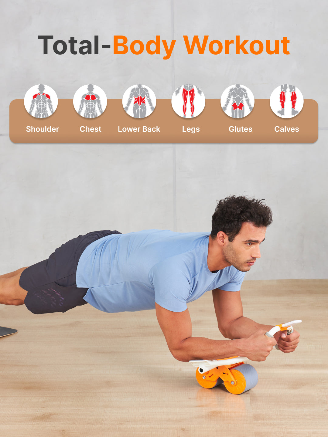 Ab Roller for Men & Women, with Elbow Support, Timer , Mobile Holder