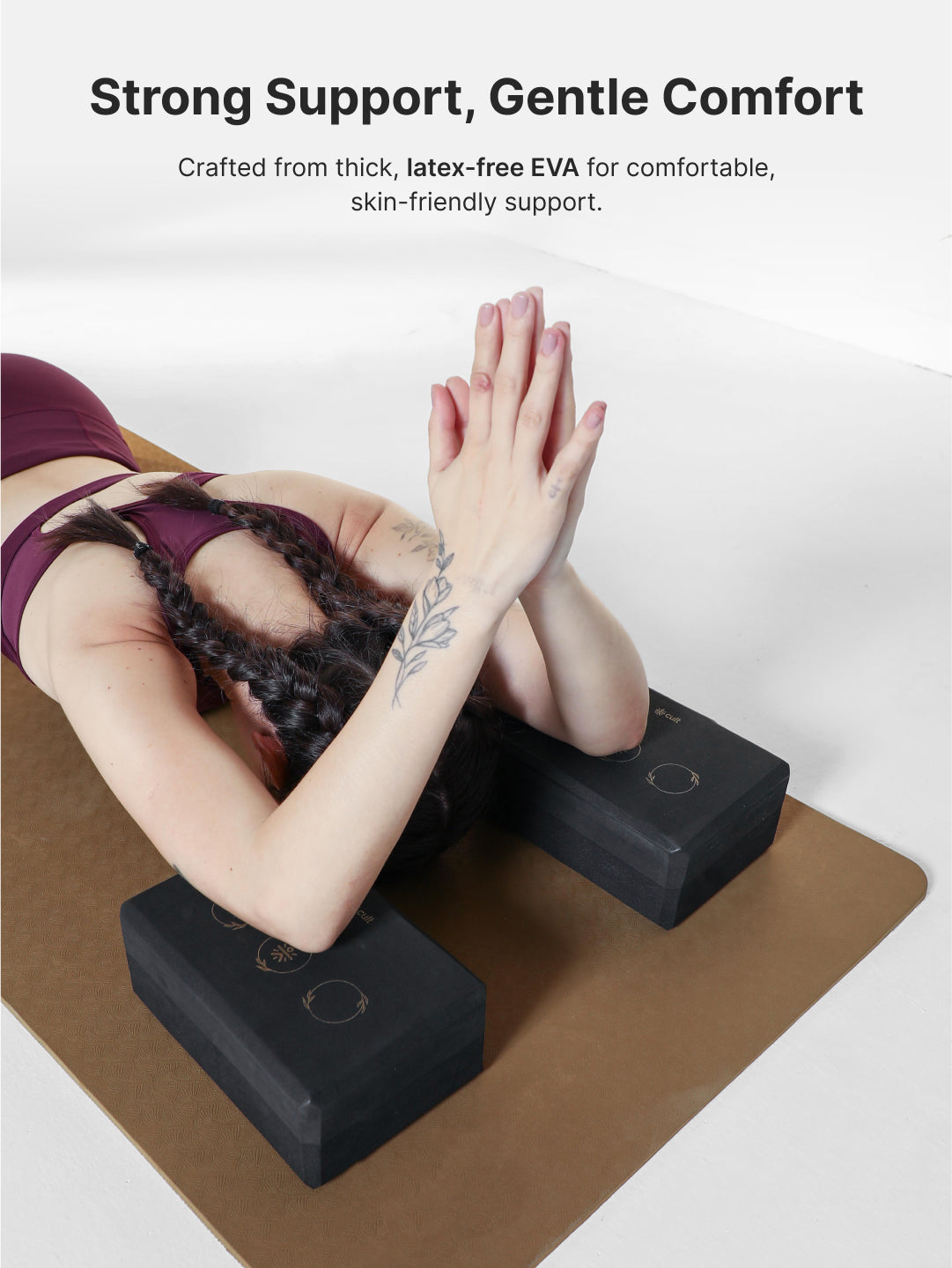 Pack of 2 EVA Yoga Blocks 80mm Black – Non-Toxic, Anti-Skid & Durable