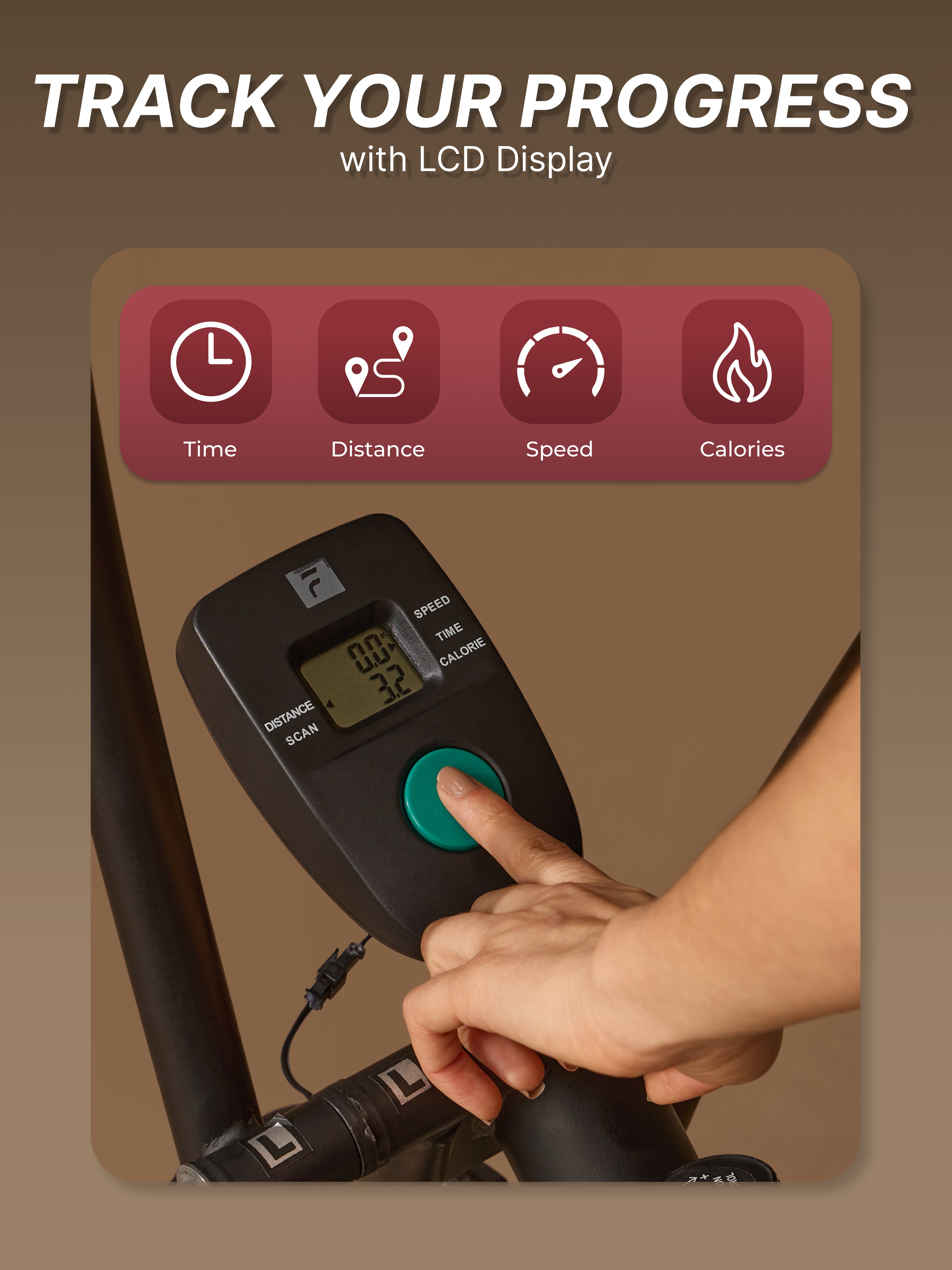 Fitkit Dual Action 2-in-1 Air Bike | Moving & Fixed Handles Exercise Cycle | Adjustable Seat & Anti-Slip Pedals | Direct Resistance | 120 kg Max Weight | Home Use Exercise Bike