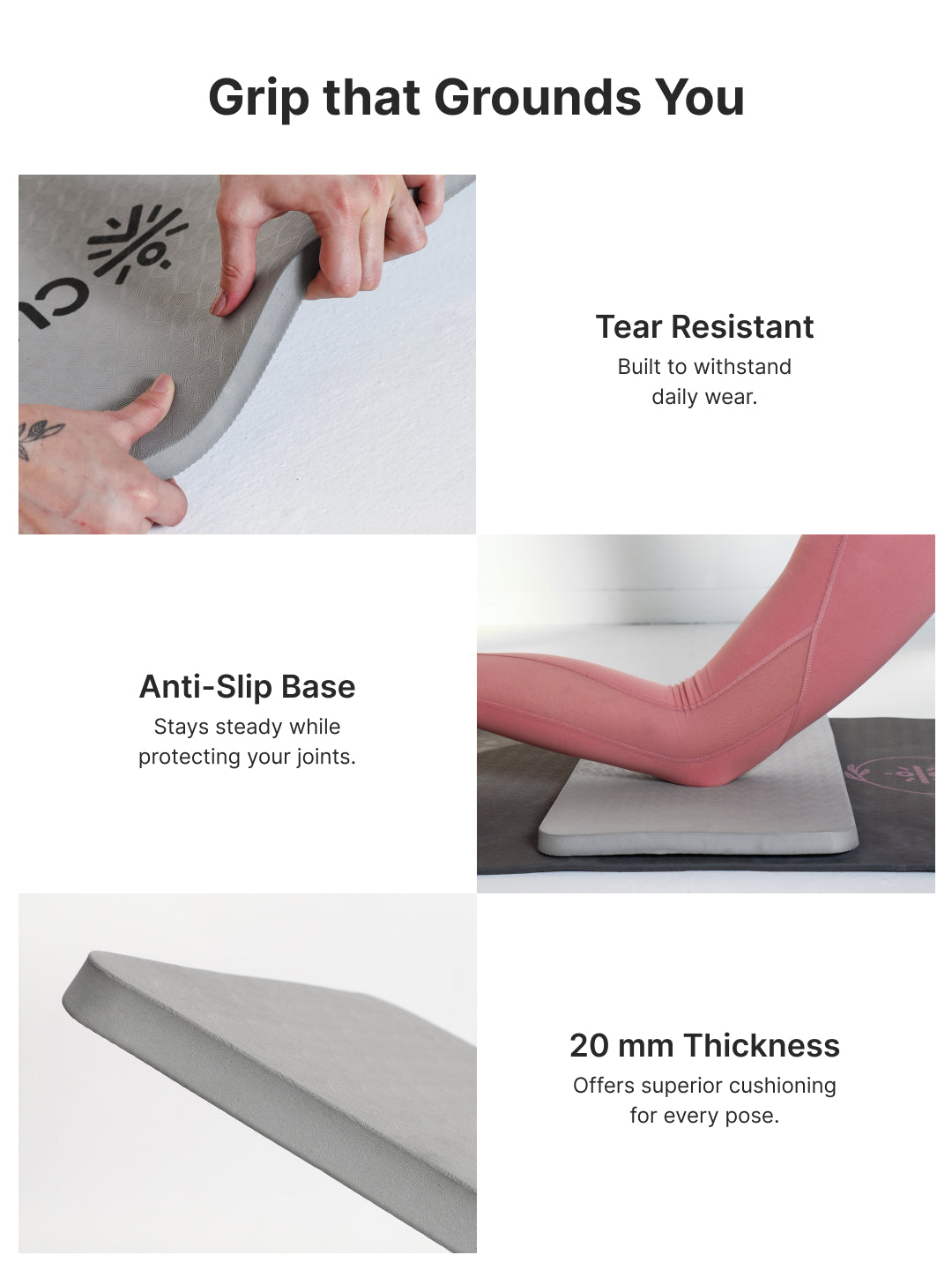 Pack of 2 EVA Yoga Knee Pads 20mm Grey – Non-Toxic, Anti-Skid & Durable